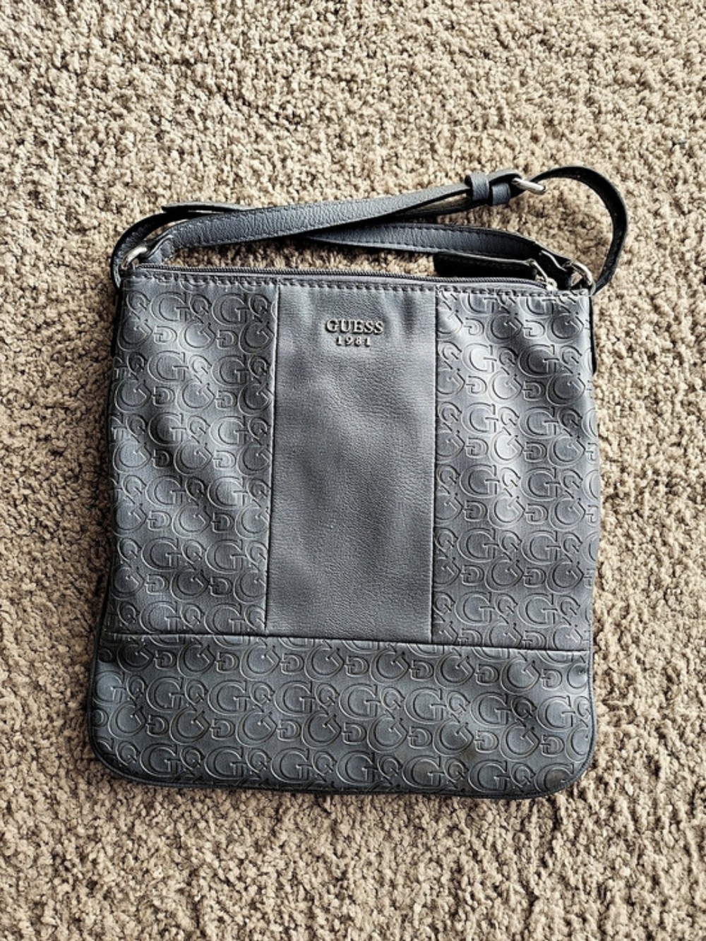 GUESS Gray Embossed Logo Crossbody Bag